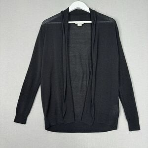 Club Monaco Womens Sweater XS Black Cardigan Open Knit Minimalist Old Money